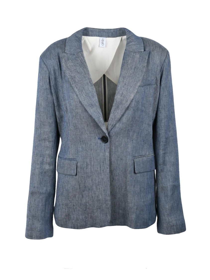 Liu Jo Tailored Blazer In Subtle Denim Texture