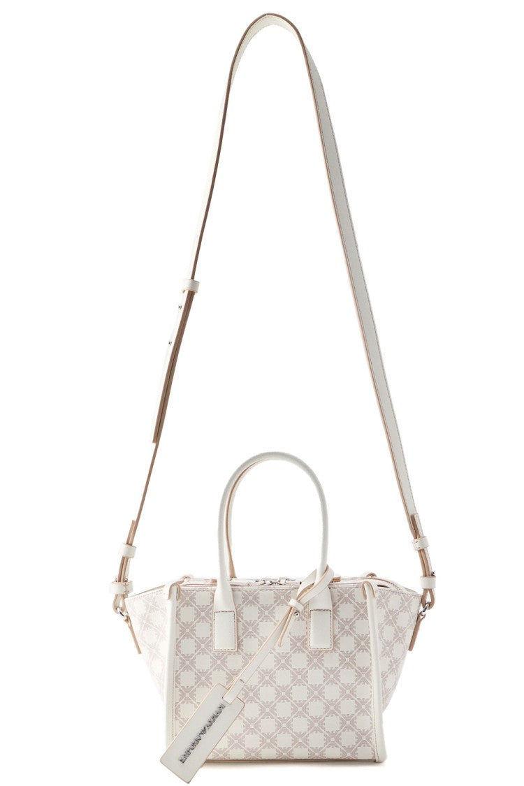 Emporio Armani Black Beige Pattern Double Handle Bag