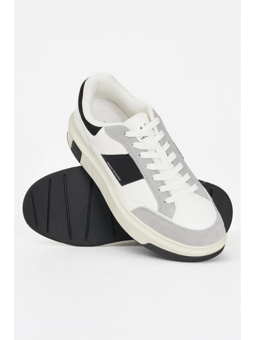Armani Exchange White Polyurethane Patchwork Sneakers