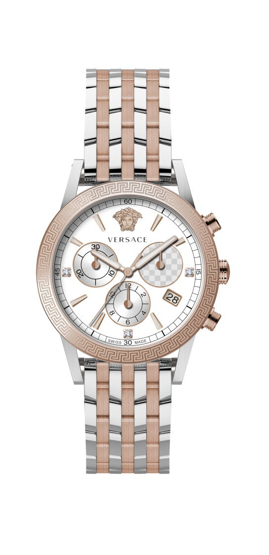 Versace Sport Tech Chrono Diamonds Watch With Swiss Movement And Diamond Accents