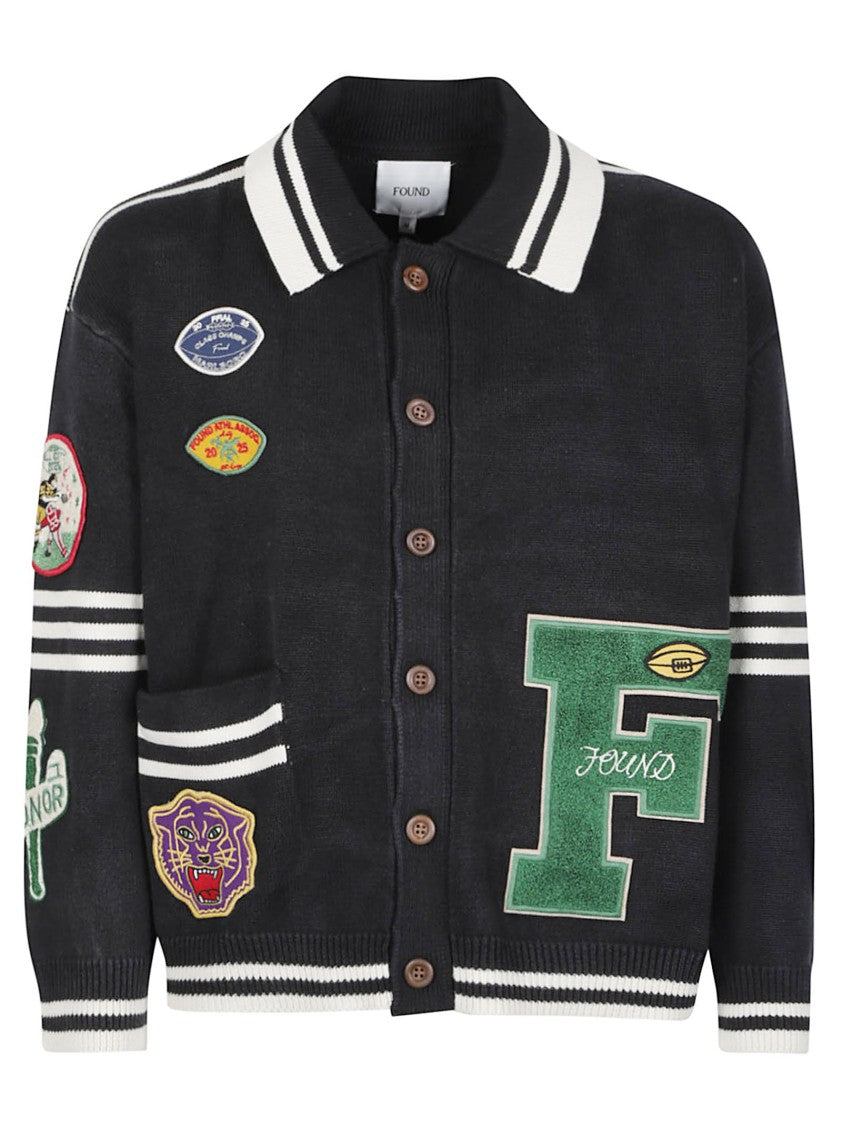 Found Varsity Patch Button-Up Cotton Cardigan