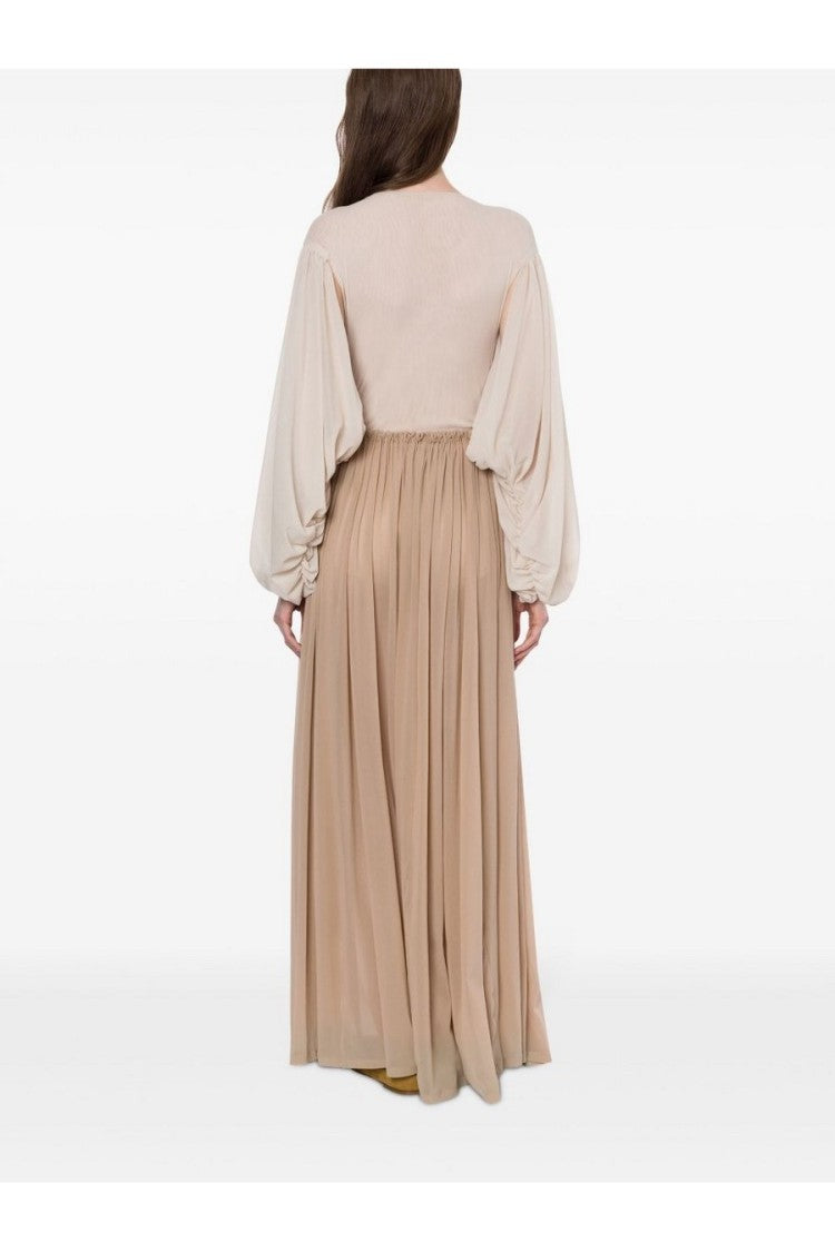Philosophy Di Lorenzo Serafini Beige Maxi Skirt With Gathered Waist