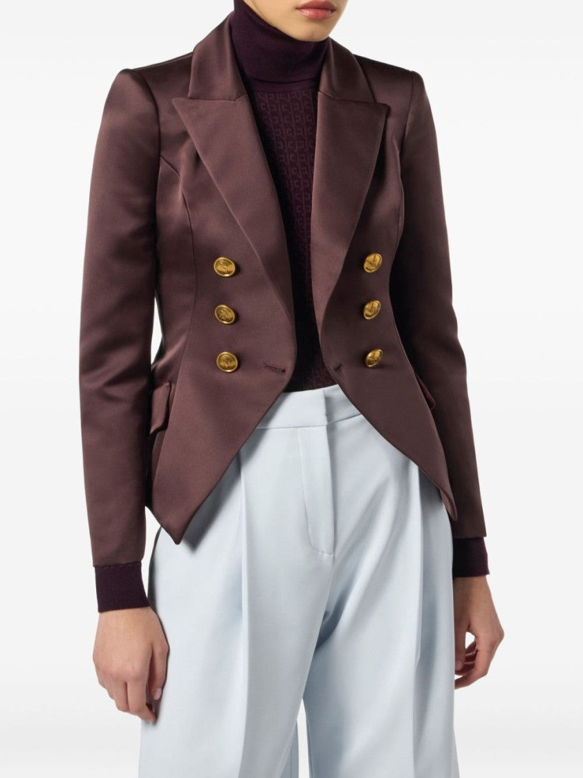 Elisabetta Franchi Double-Breasted Tailored Jacket With Gold-Tone Buttons