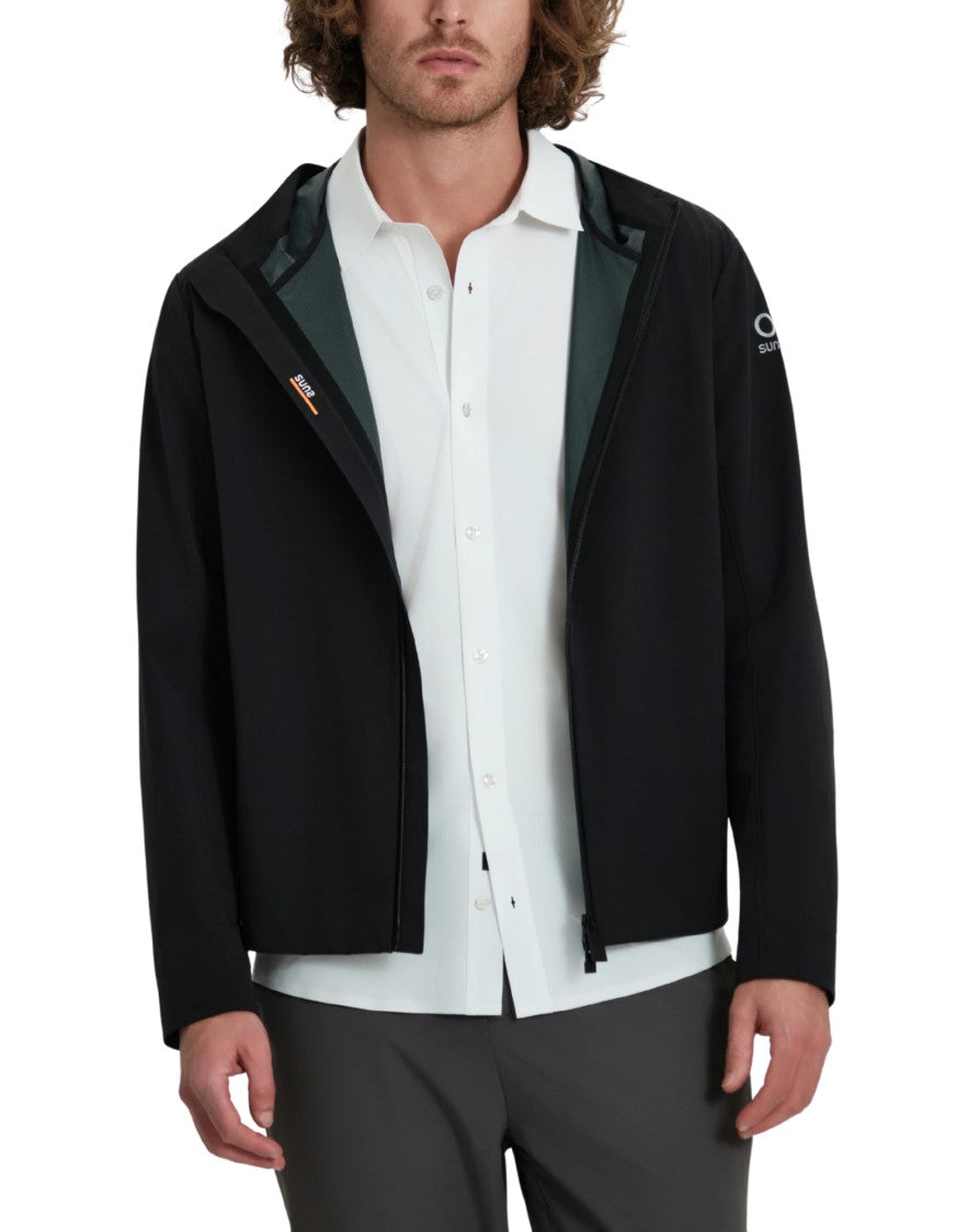 Suns Black Waterproof Breathable Tech Nylon Windbreaker
