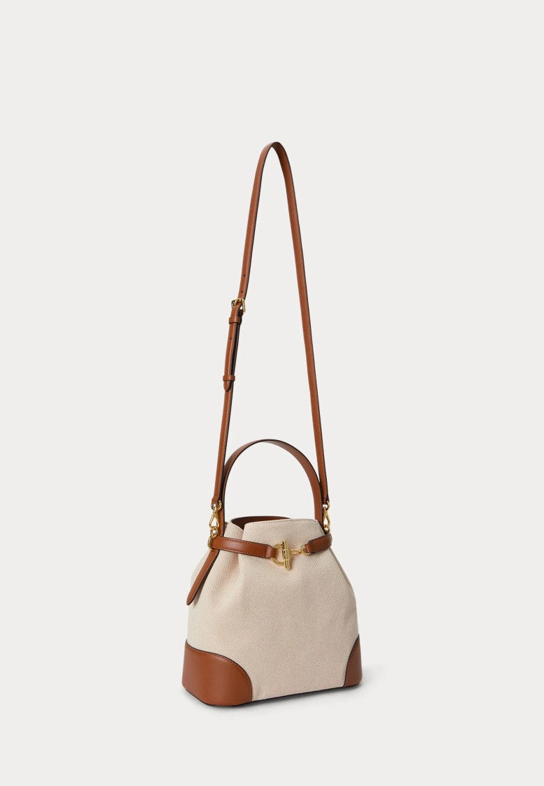 Lauren Ralph Lauren Structured Handbag With Textured Fabric And Leather Accents