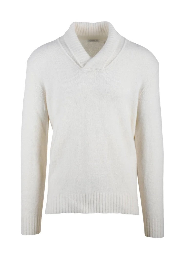Manipur White Wool Cashmere Polyamide Elastane Men's Sweater