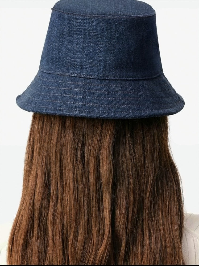Ami Paris Denim Bucket Hat With Subtle Brand Patch
