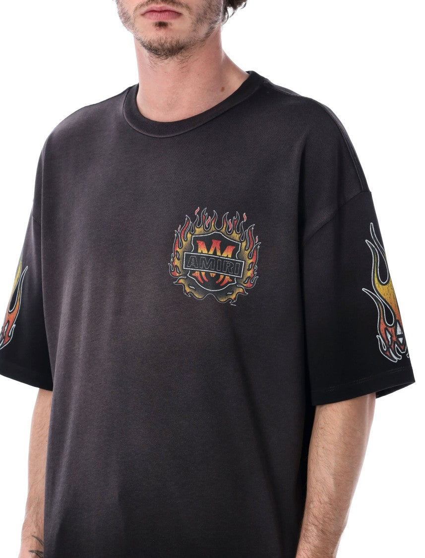 Amiri Flames Oversized Black Flame Graphic Tee
