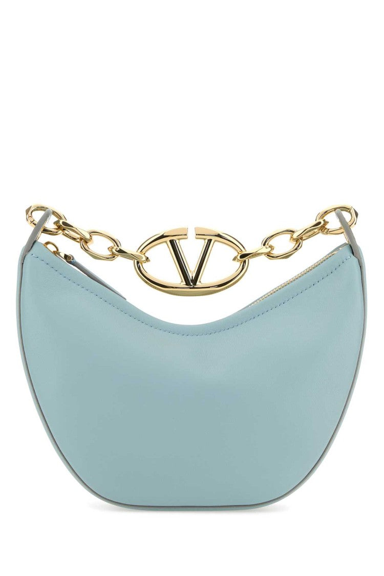 Valentino Garavani Light Blue Leather Mini Hobo Vlogo Moon Handbag