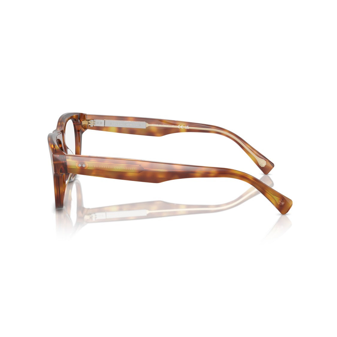 Brunello Cucinelli 0Bc3005 Rectangular Tortoiseshell Eyeglasses With Metallic Accents