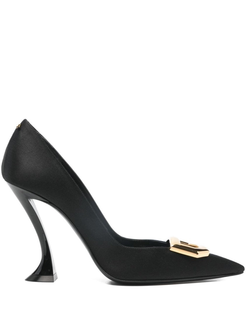 Lanvin Black Pointed Toe Sculpted Heel Pumps