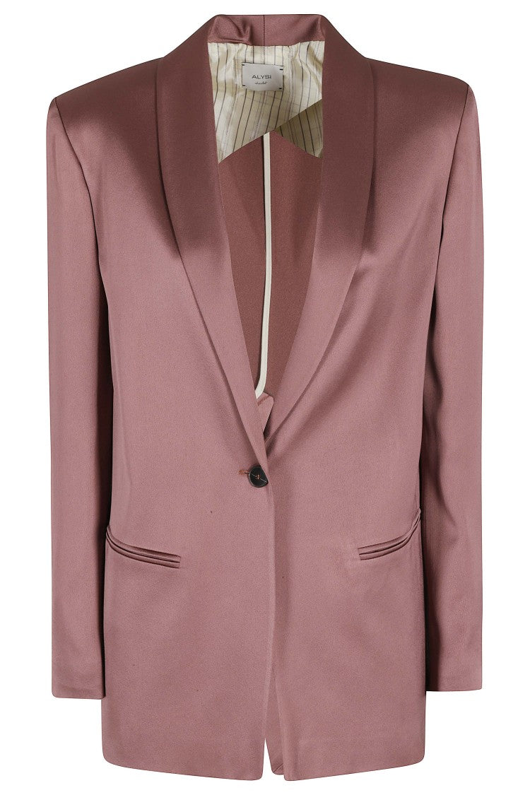 Alysi Pink Shawl Collar Back Vent Acetate-Blend Blazer