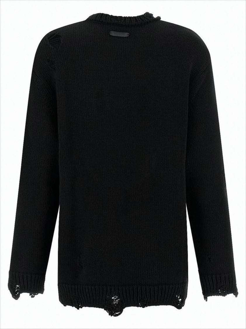 Moschino Distressed Black Mohair Sweater