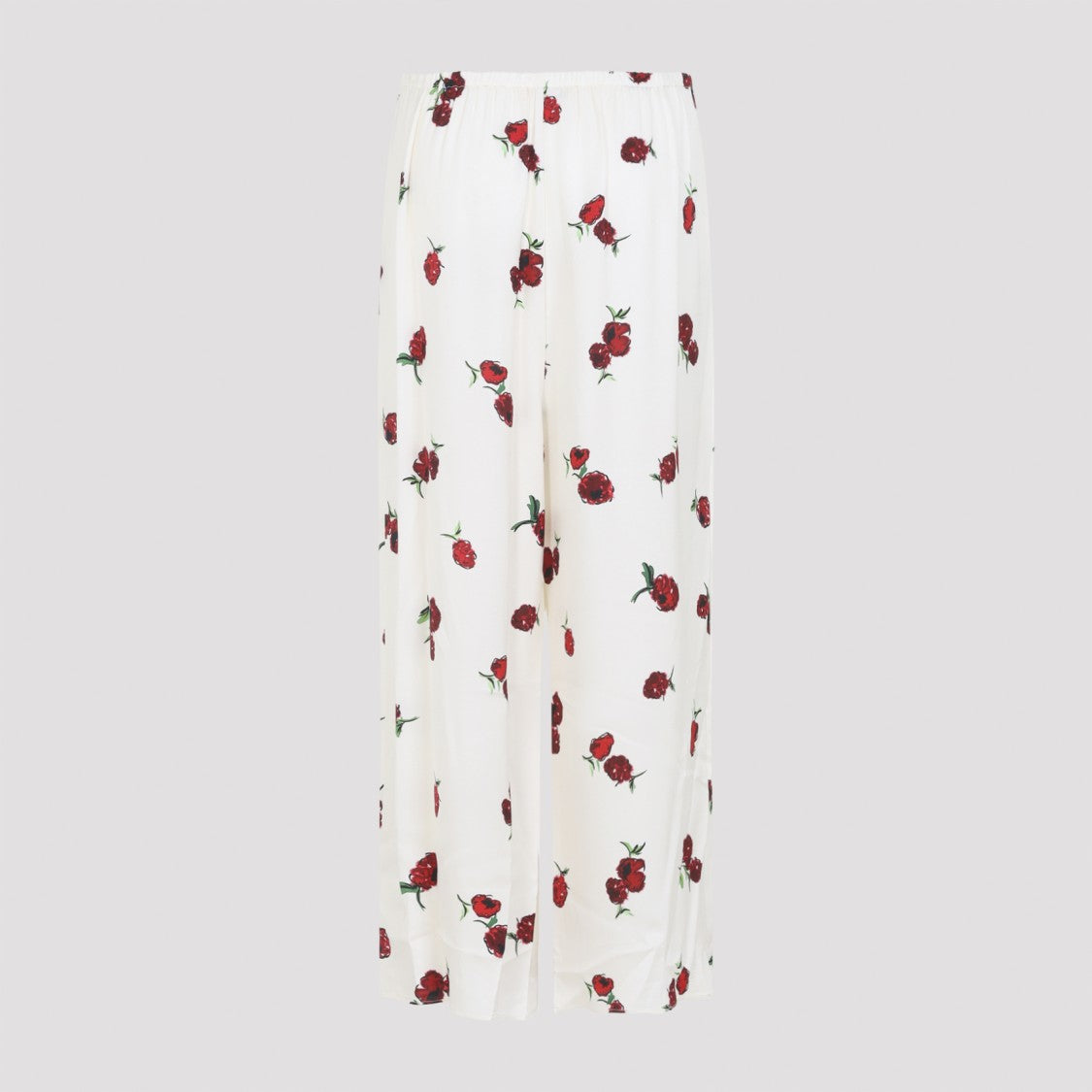 Khaite Raspberry Floral Print Wide-Leg Cupro Pants