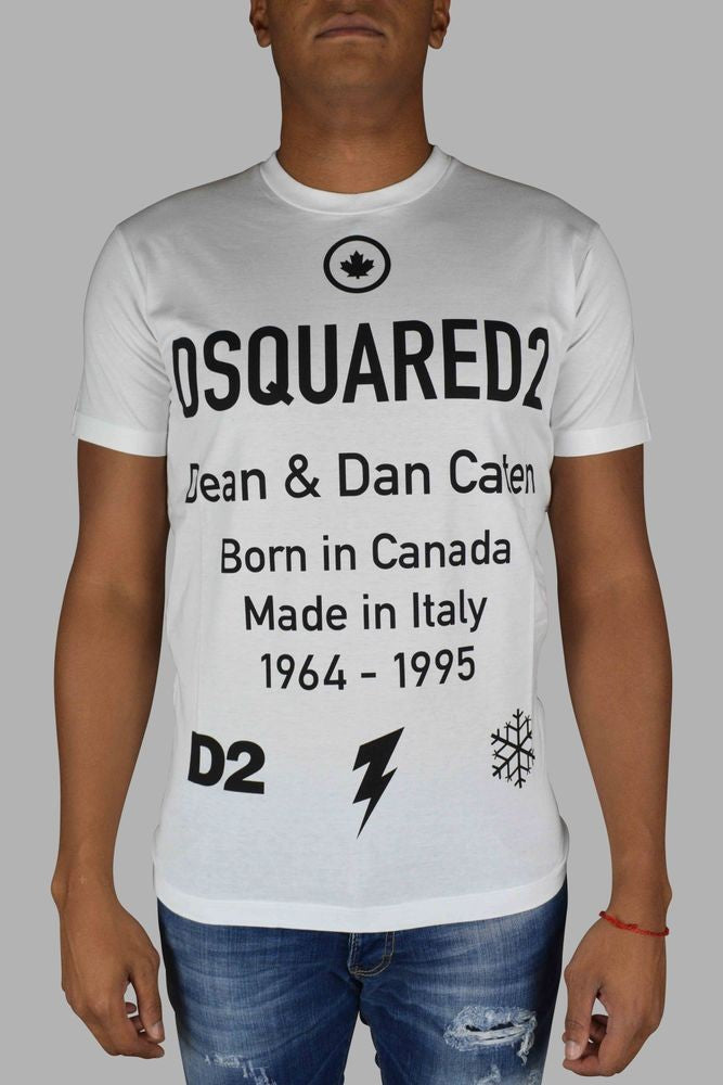 Dsquared2 White Cotton T-Shirt With Graphic Logo Detailing