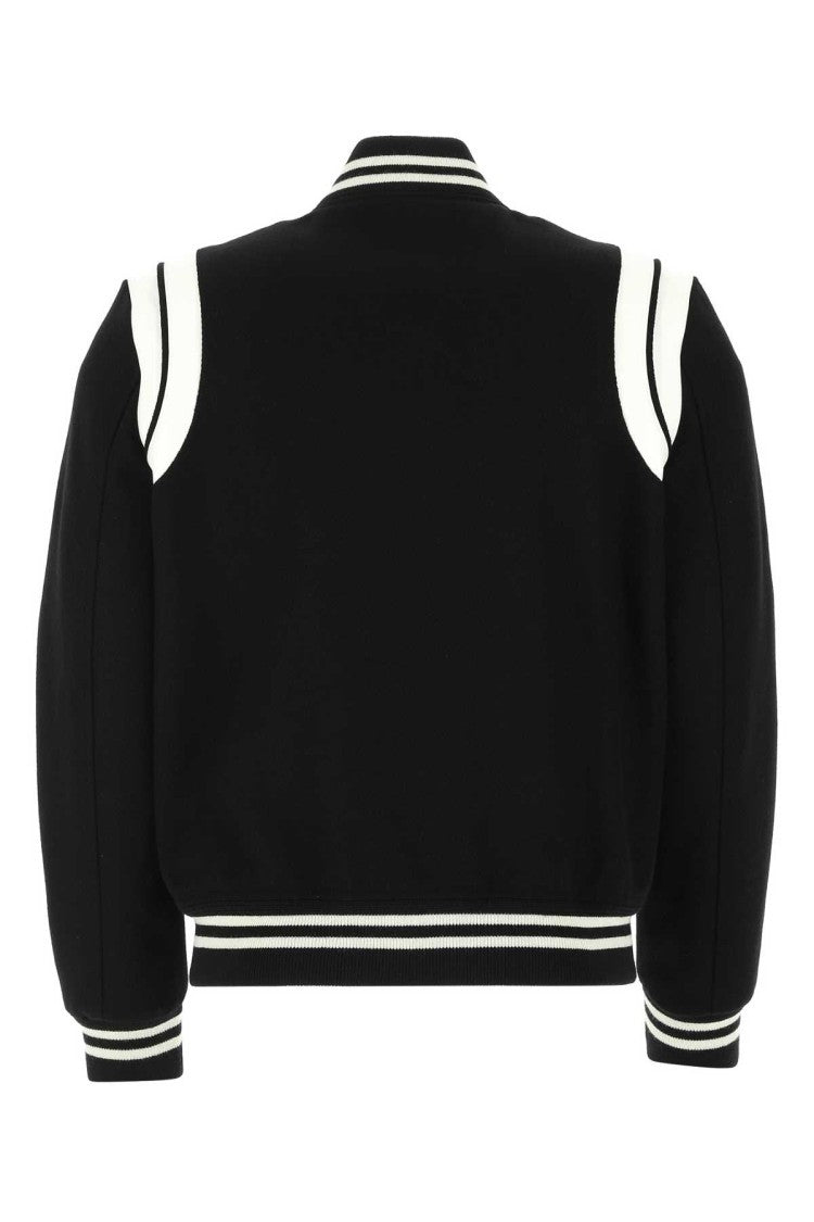 Saint Laurent Black Wool Blend Bomber Jacket