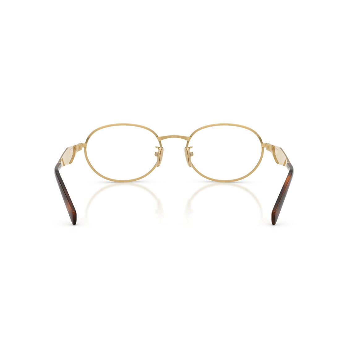 Prada Gold Oval Metal Frame Sunglasses With Tortoiseshell Tips