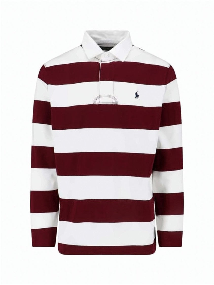 Polo Ralph Lauren Long-Sleeve Burgundy And White Striped Polo Shirt