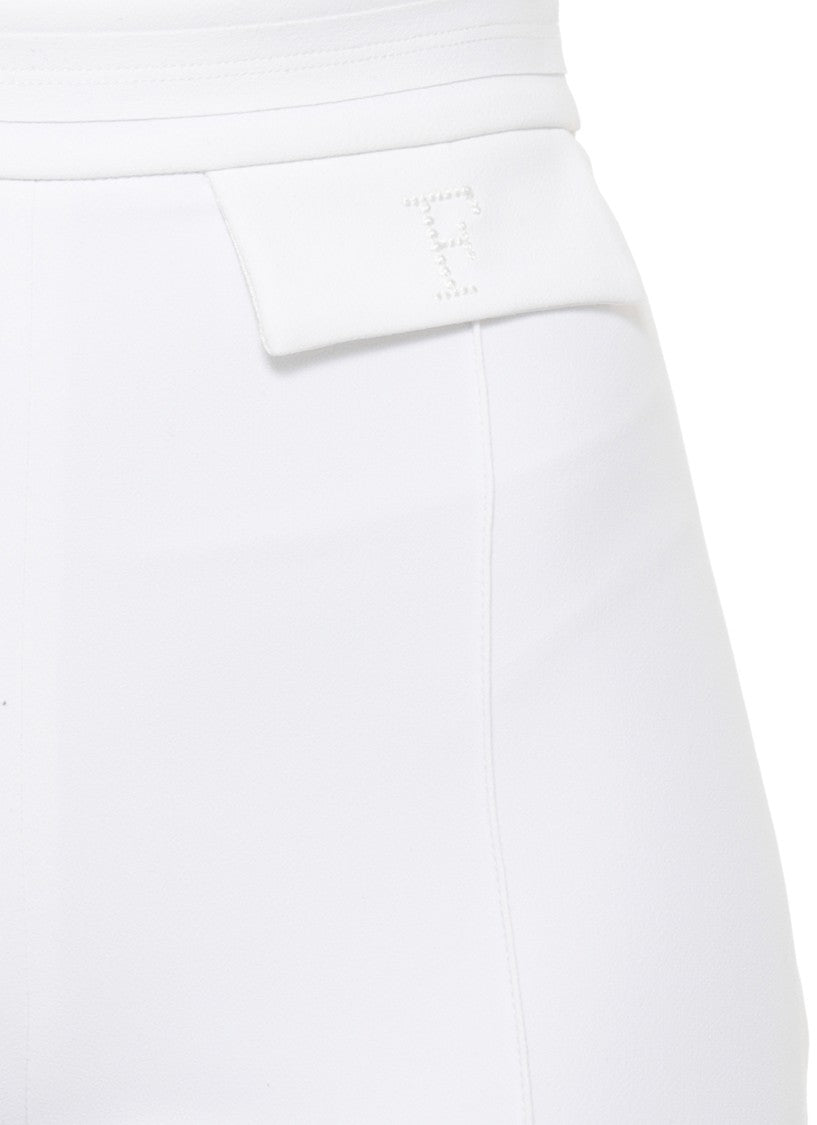 Elisabetta Franchi Ivory Pants With Logoed Pants