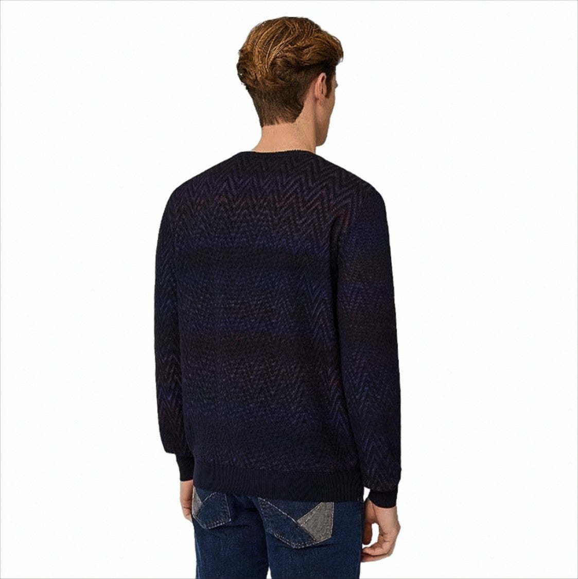 Harmont & Blaine Zig-Zag Pattern Wool Pullover With Embroidered Detail