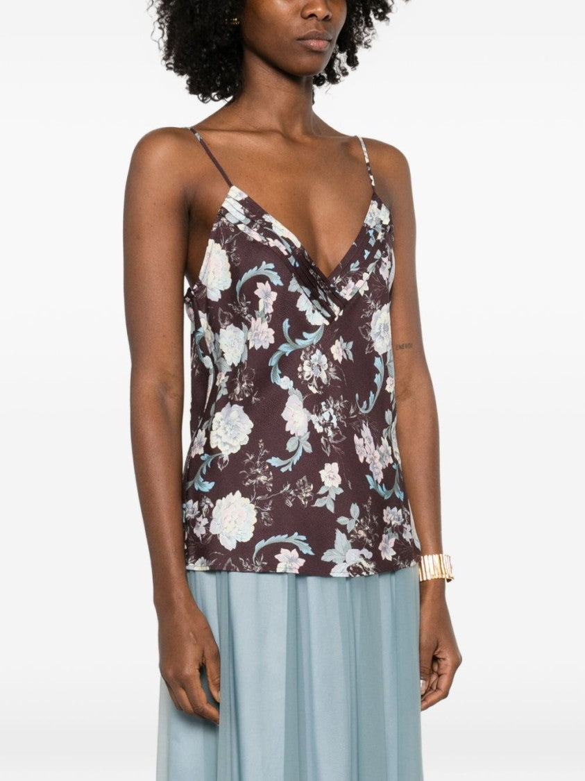 Forte Forte Floral-Patterned V-Neck Sleeveless Top With Adjustable Straps