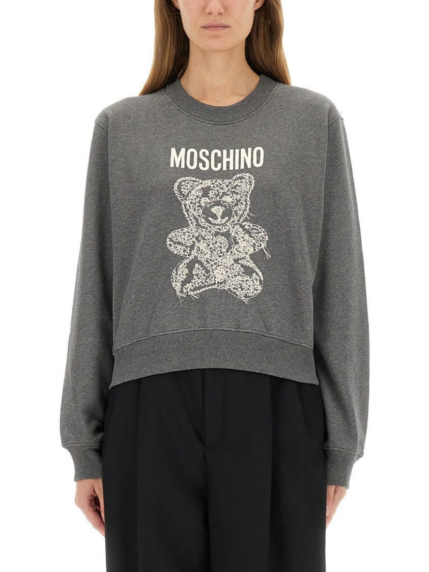 Moschino Cropped Teddy Sweatshirt With Textured Graphic