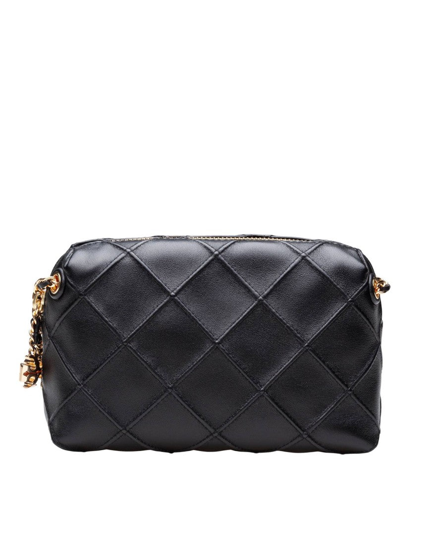 Tory Burch Fleming Small Quilted Leather Crossbody Bag Color Black