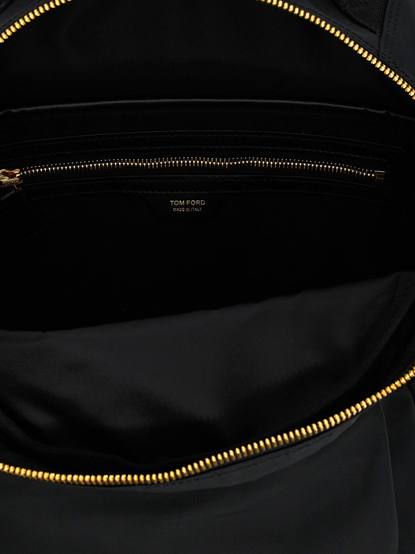 Tom Ford Black Nylon Backpack With Leather-Effect Accents