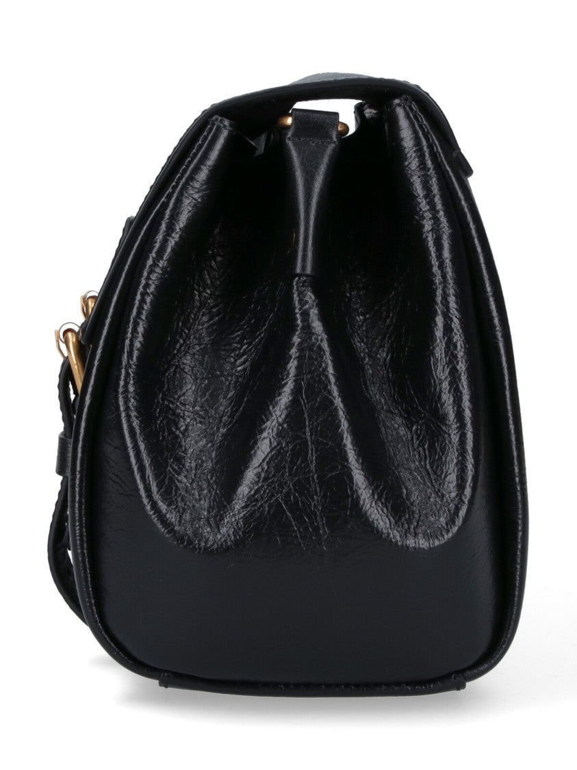 Dries Van Noten Textured Leather Shoulder Bag With Gold-Tone Buckle Closure
