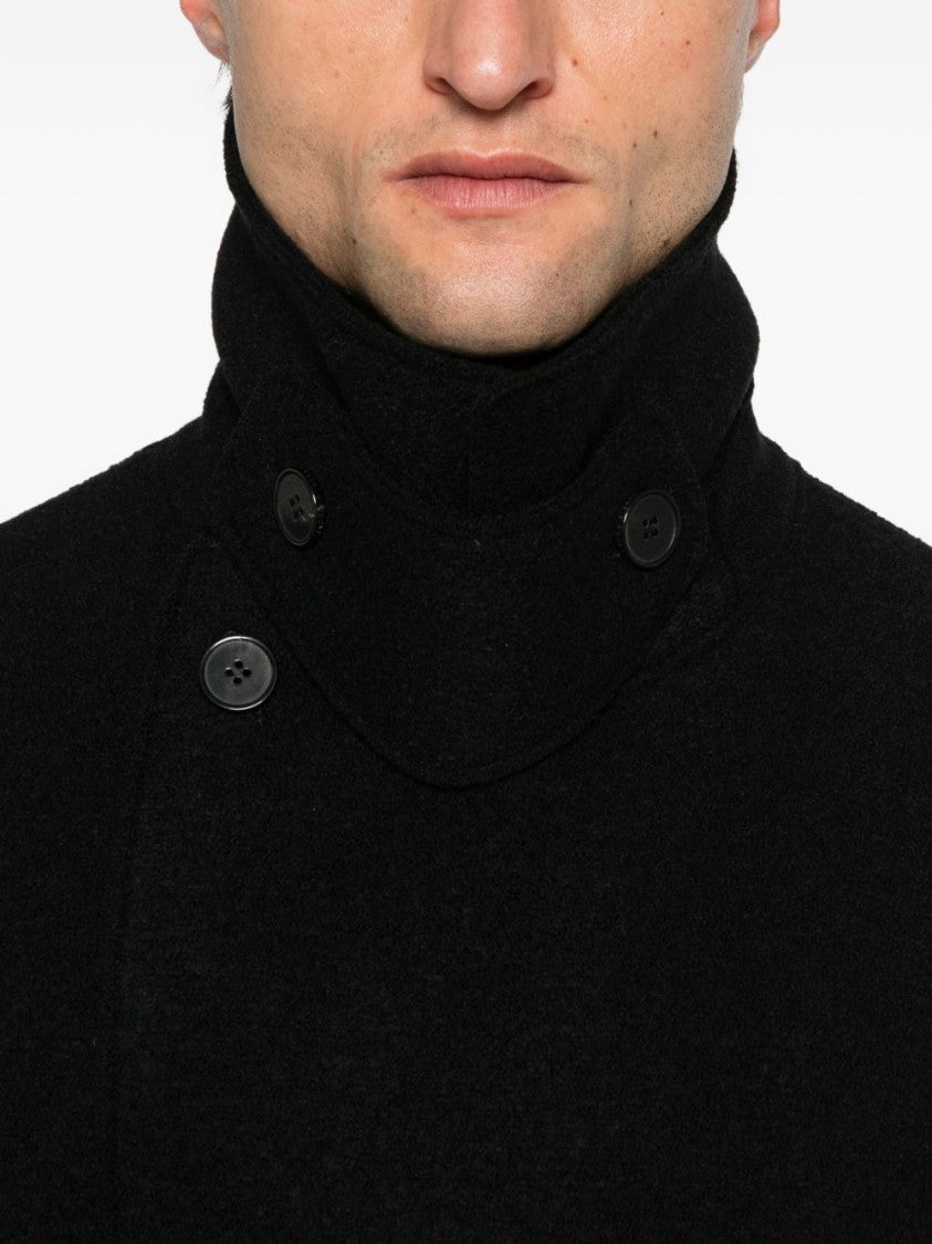 Harris Wharf London Tailored Double-Breasted Giacconi Nero Coat