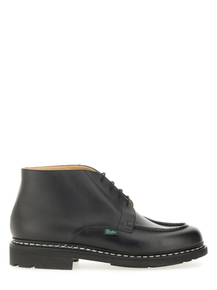 Paraboot Polished Leather Lace-Up Boot With Rounded Toe