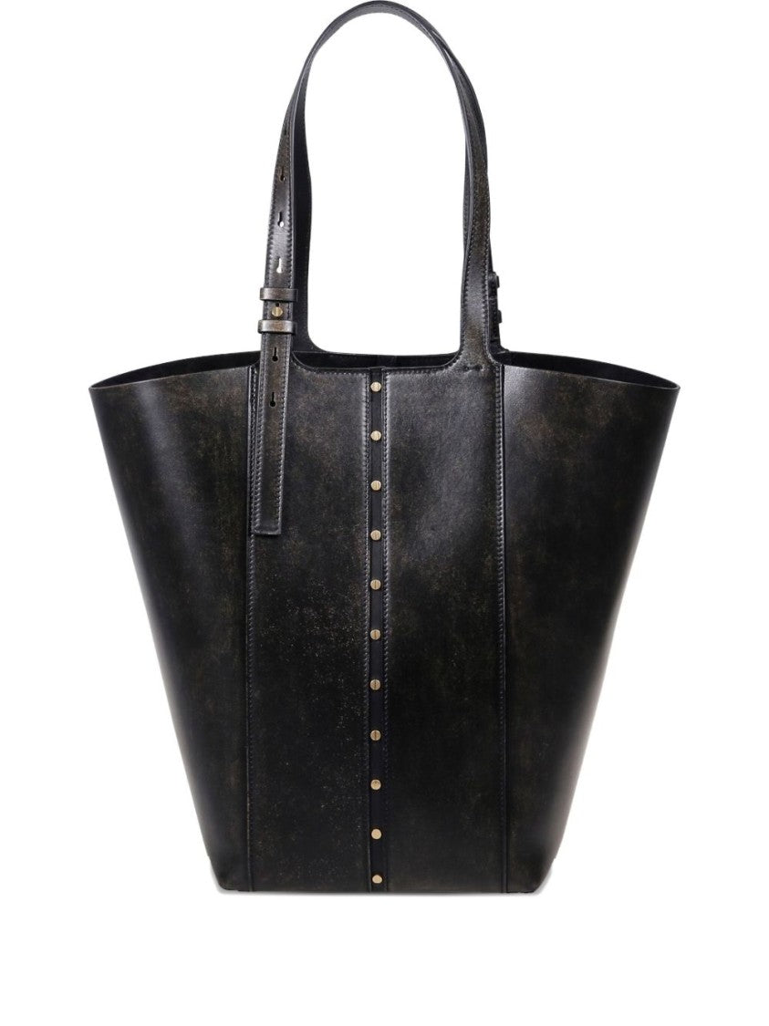 Golden Goose Structured Black Shopper Bag In /Calf Leather