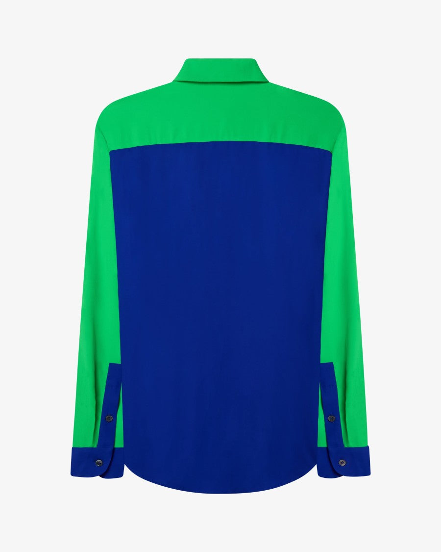 Serena Bute Colour Block Boyfriend Shirt - Cobalt Blue/Bright Green