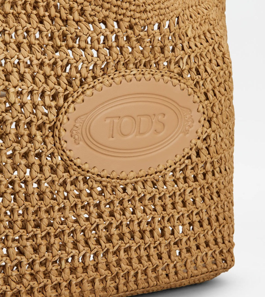Tod's Medium Woven Tote Bag With Leather Logo Patch