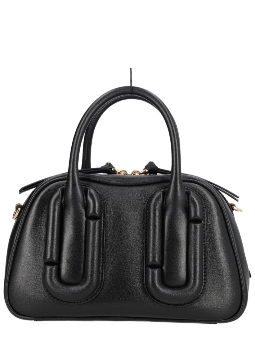 Marc Jacobs Black Gold-Tone Accent Padded Leather Shoulder Bag