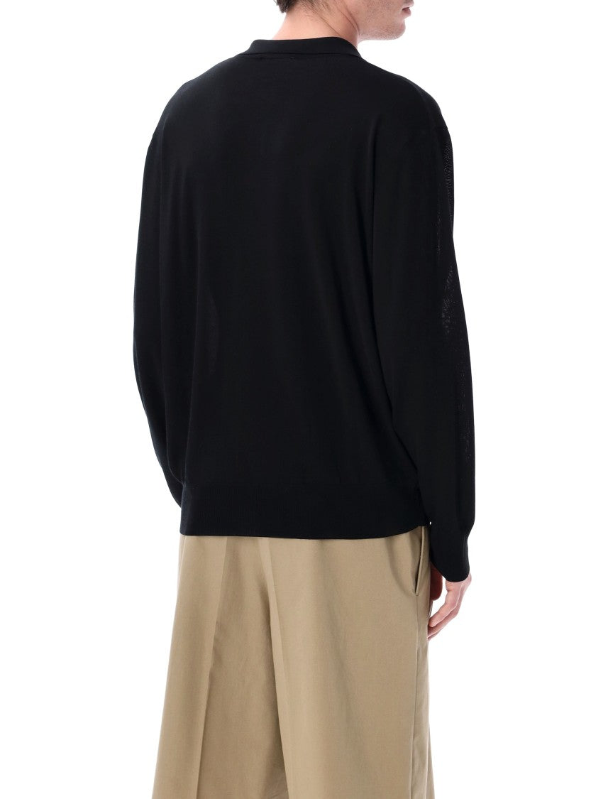 Roberto Collina Buttonless Collar Long Sleeve Polo Sweater