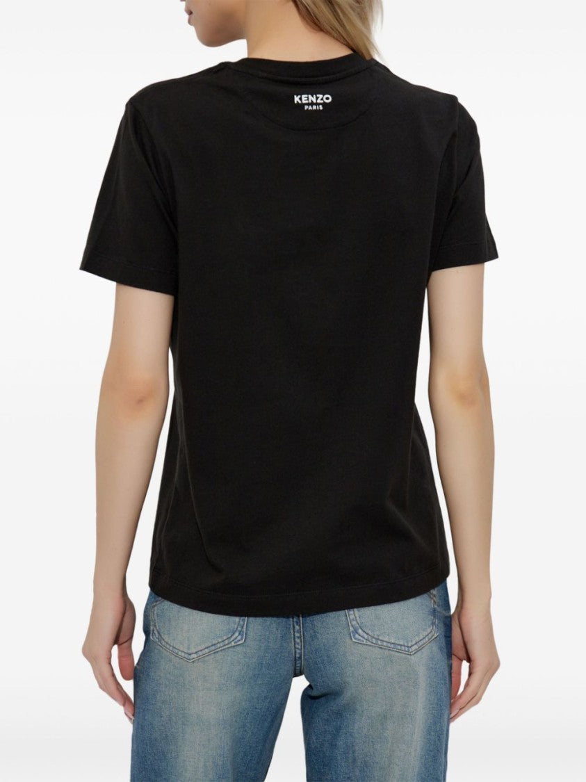 Kenzo Black Brooch Detail Short Sleeve Top