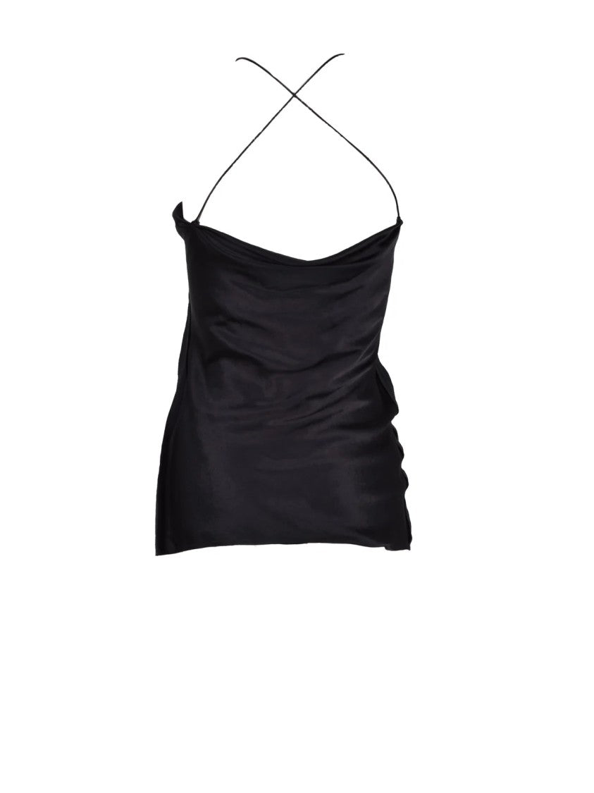 Erika Cavallini Black Triacetate-Blend Cross-Back Top