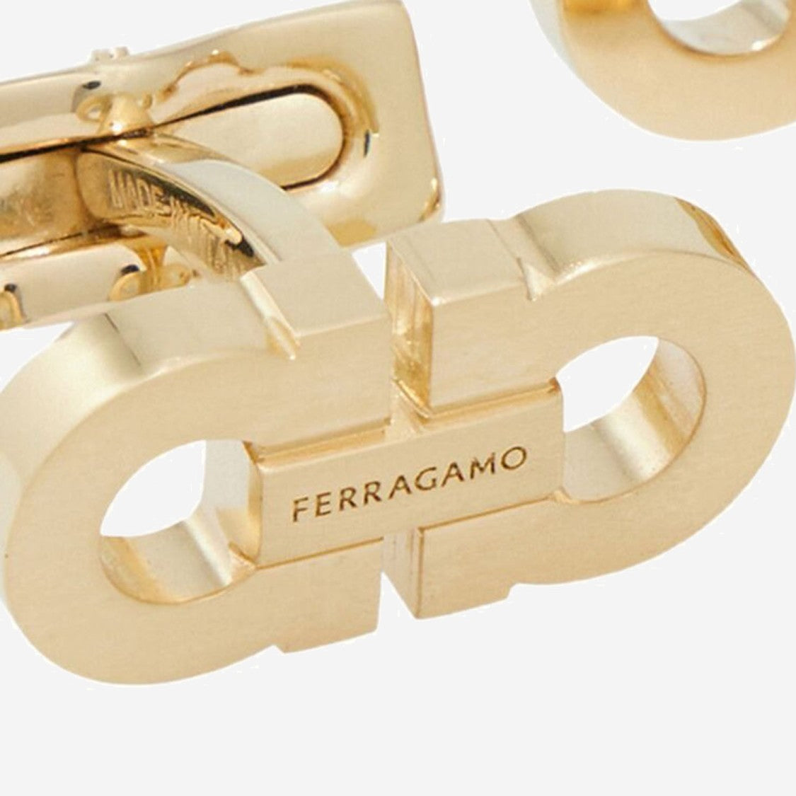 Salvatore Ferragamo Gold Polished Double-Gancini Cufflinks