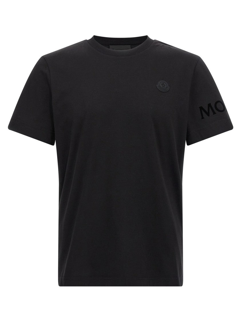 Moncler Black Cotton Jersey T-Shirt With Logo Detail