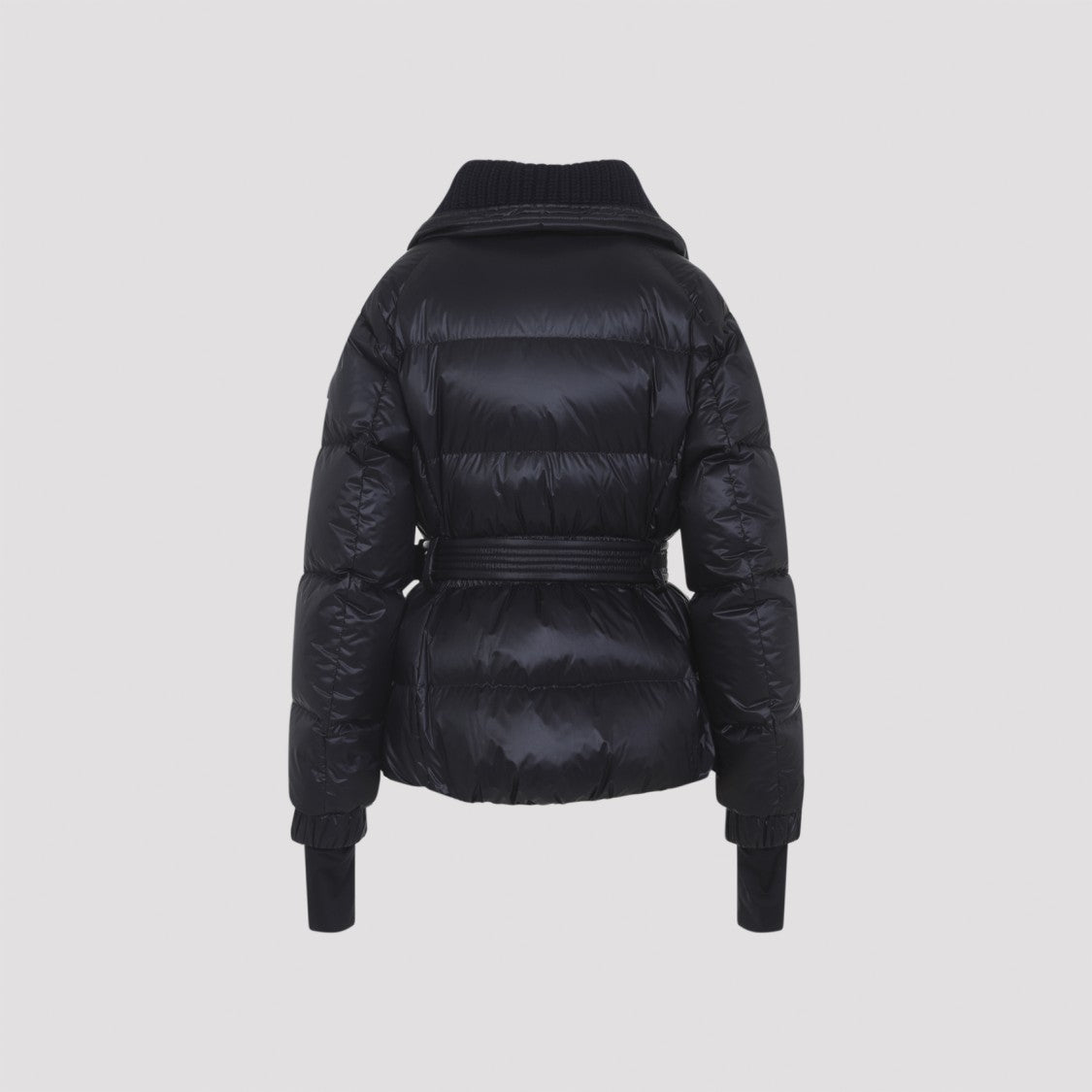 Moncler Grenoble Down Insulated Coat With Belted Waist And Glossy Finish