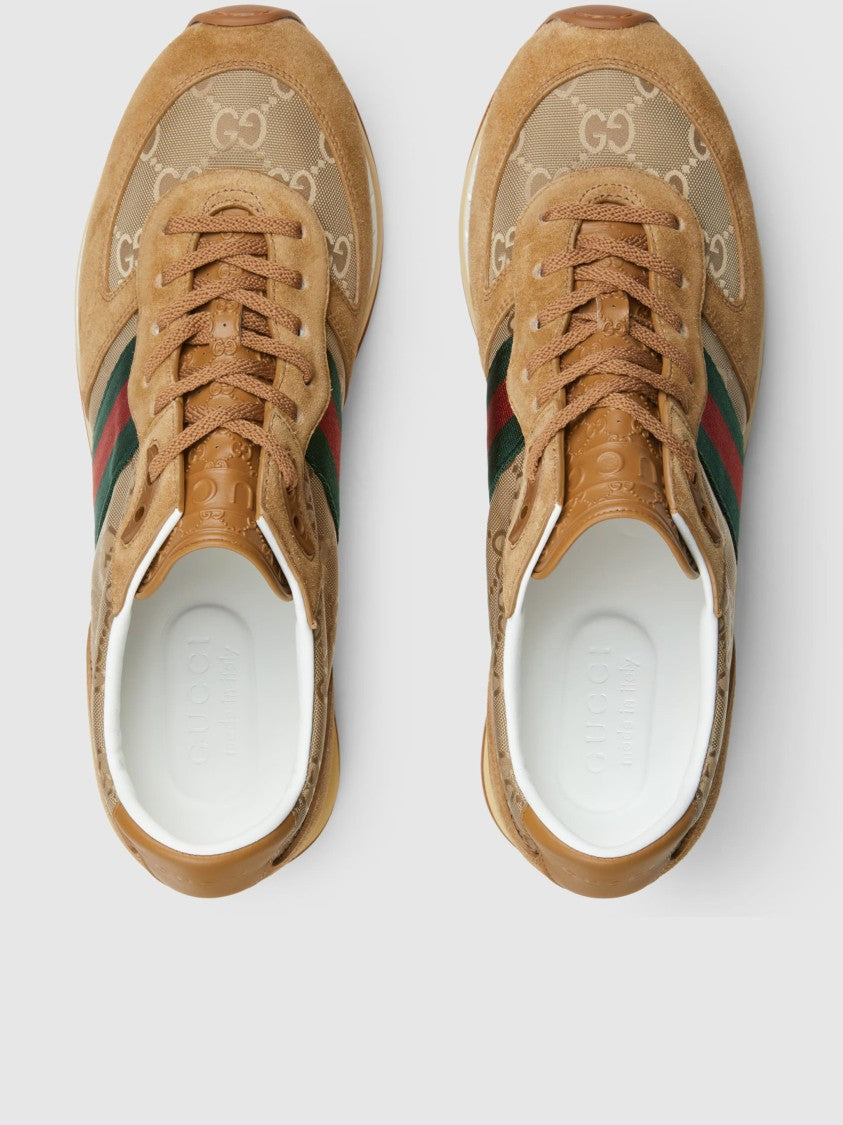Gucci Tan Nora Suede Fabric Retro Sneakers