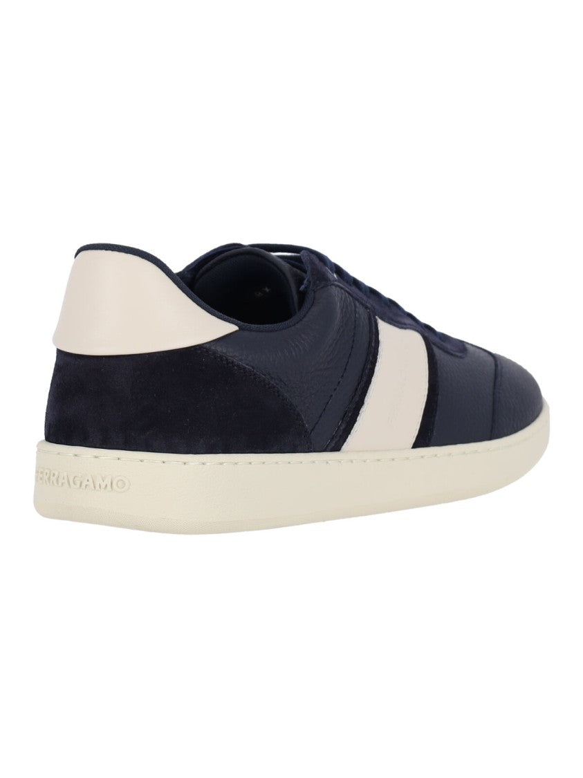 Ferragamo Low-Top Blue Calfskin Sneakers