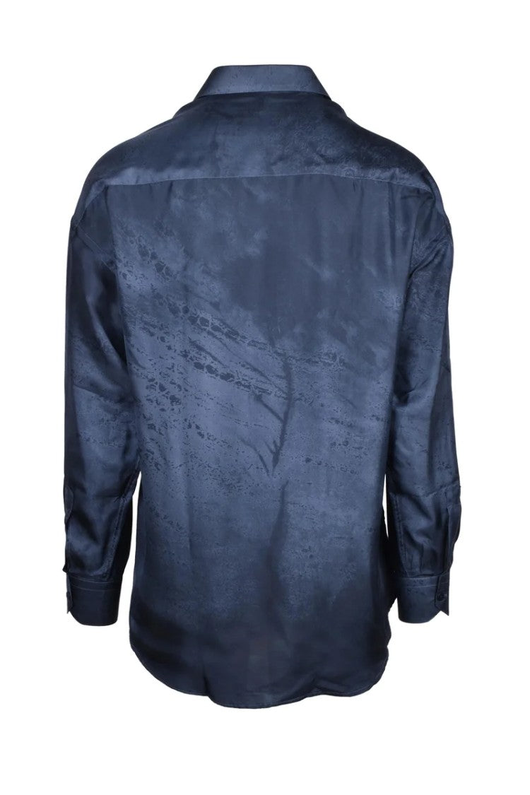 Costumein Men's Silk Shirt Blue