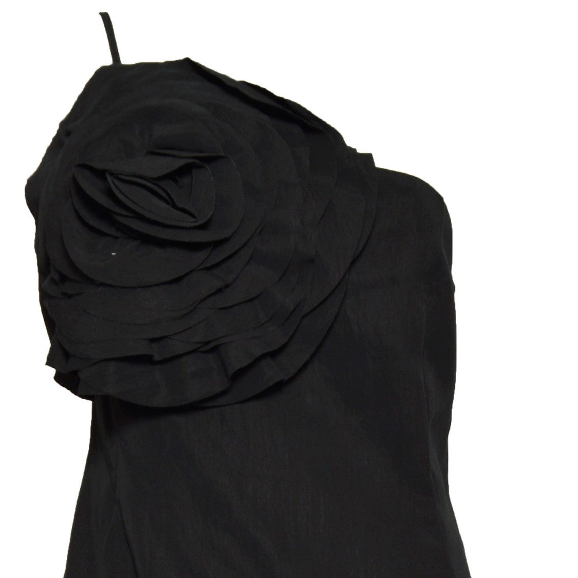 Blumarine Black Viscose Short Dress With Maxi Flower