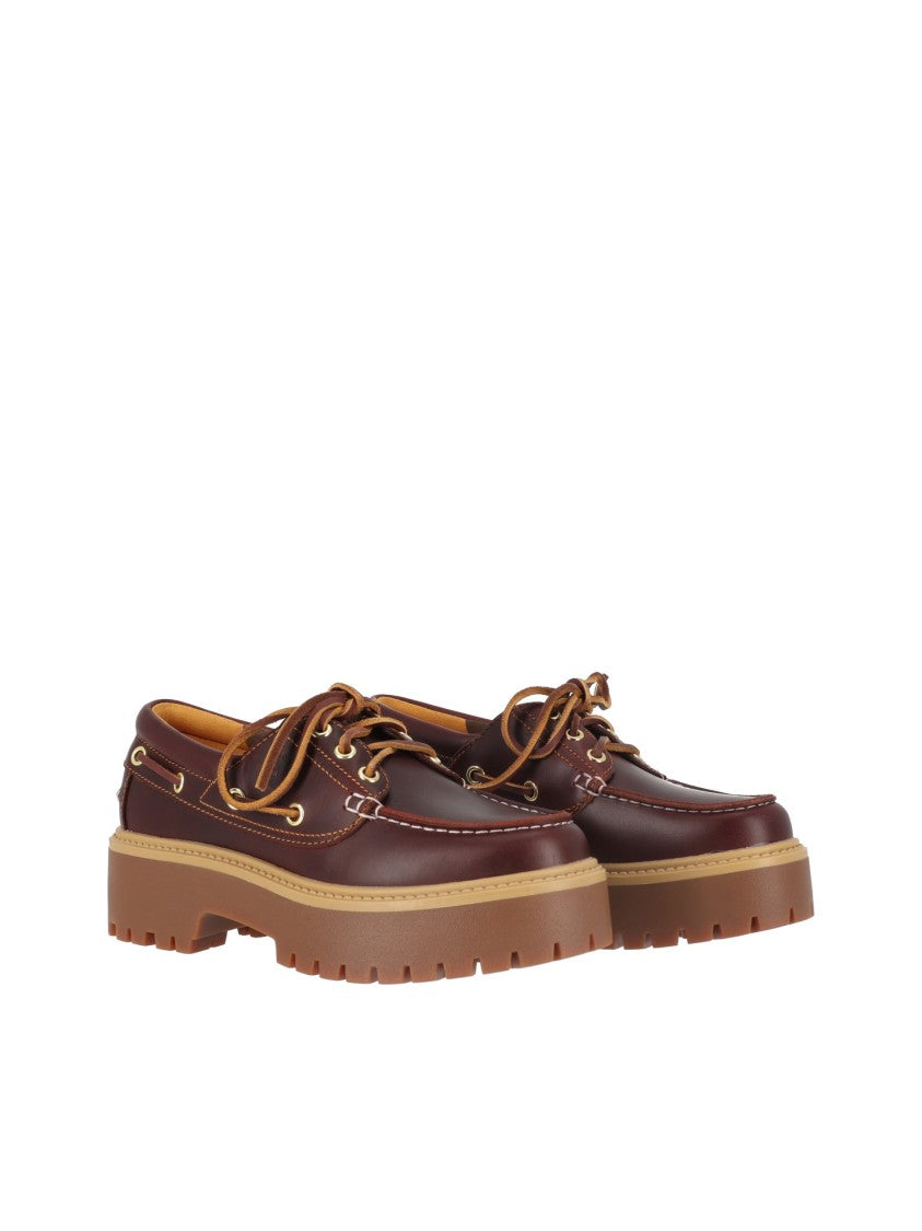 Timberland Brown Stone Street Moccasin Stitch Leather Boat Shoes