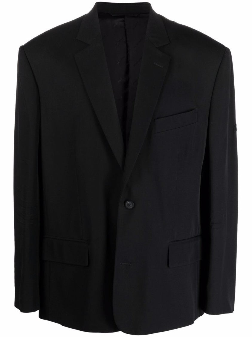 Balenciaga Fluid Viscose Gabardine Jacket With Notch Lapel And Button Detailing