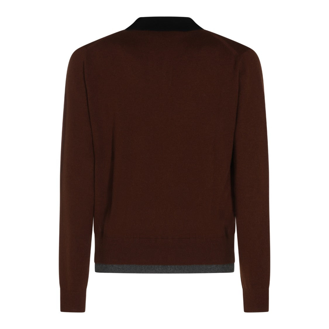 Marni Multi Brown Cashmere Polo Shirt With Half-Zip Closure
