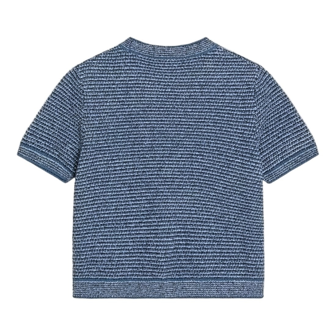 Gucci Textured Blue Knit Sweater With Cropped Silhouette