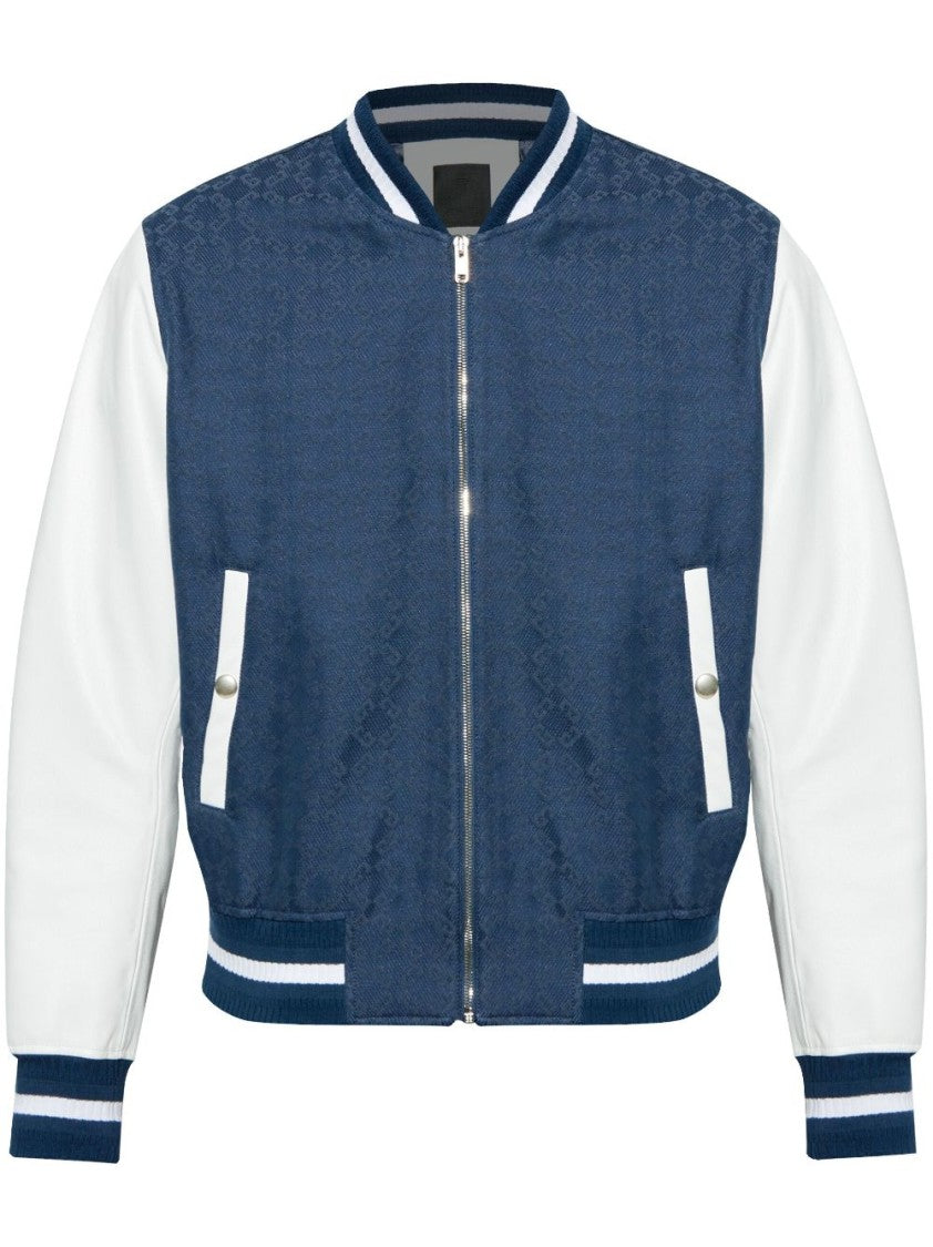 Givenchy Indigo Blue Ribbed Hem Zip Jacket